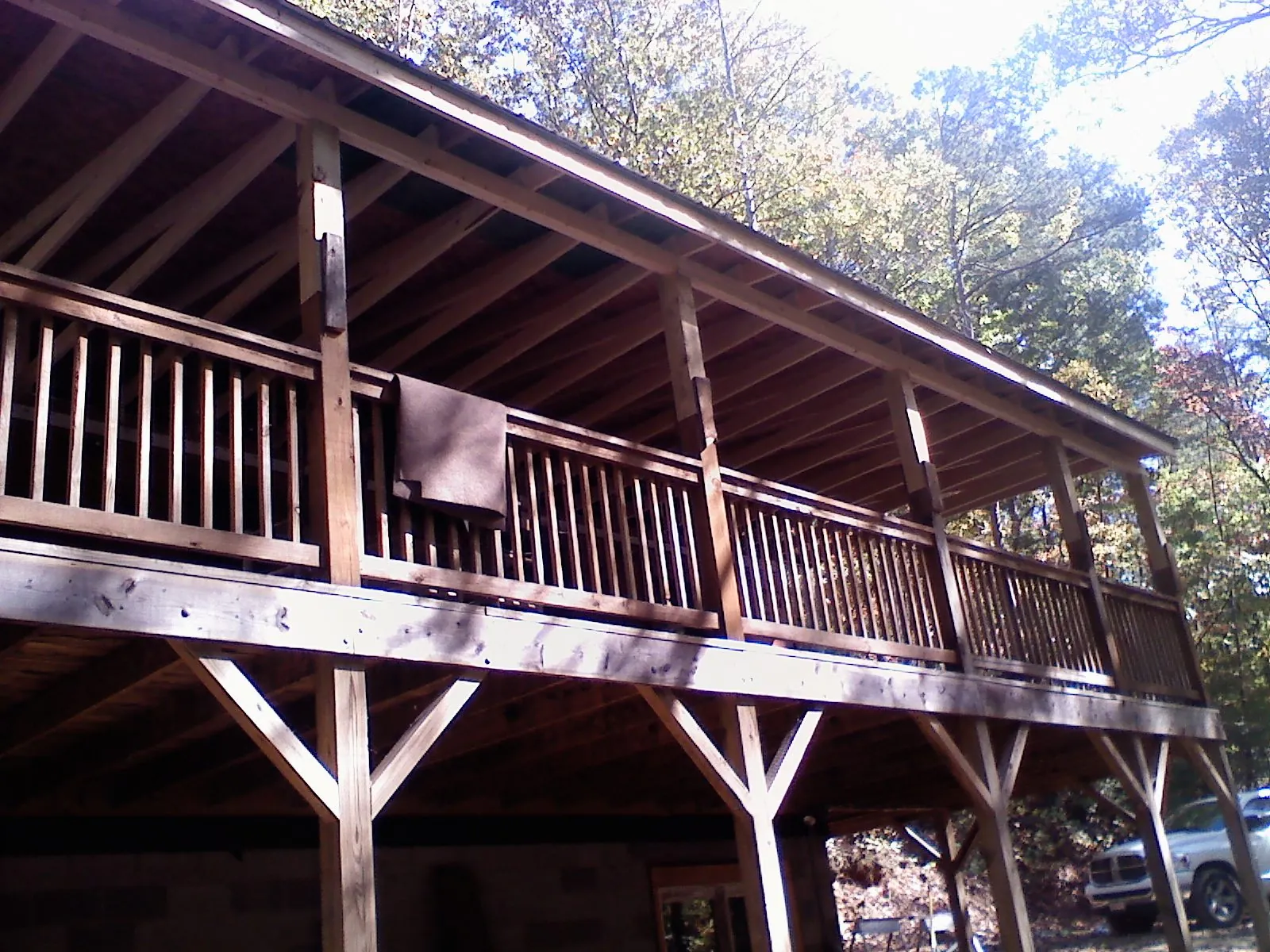 Timber framing under a new elevated porch and deck — Roof Leak Repair in Casselton by Roofing Brothers